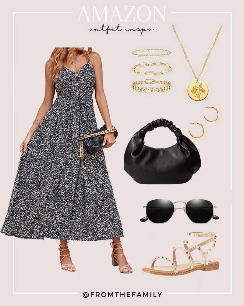 Amazon Outfit leopard maxi dress with neutral accessories