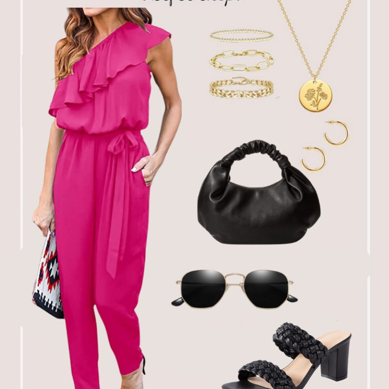 Amazon Outfit // Hot Pink Ruffle Jumpsuit
