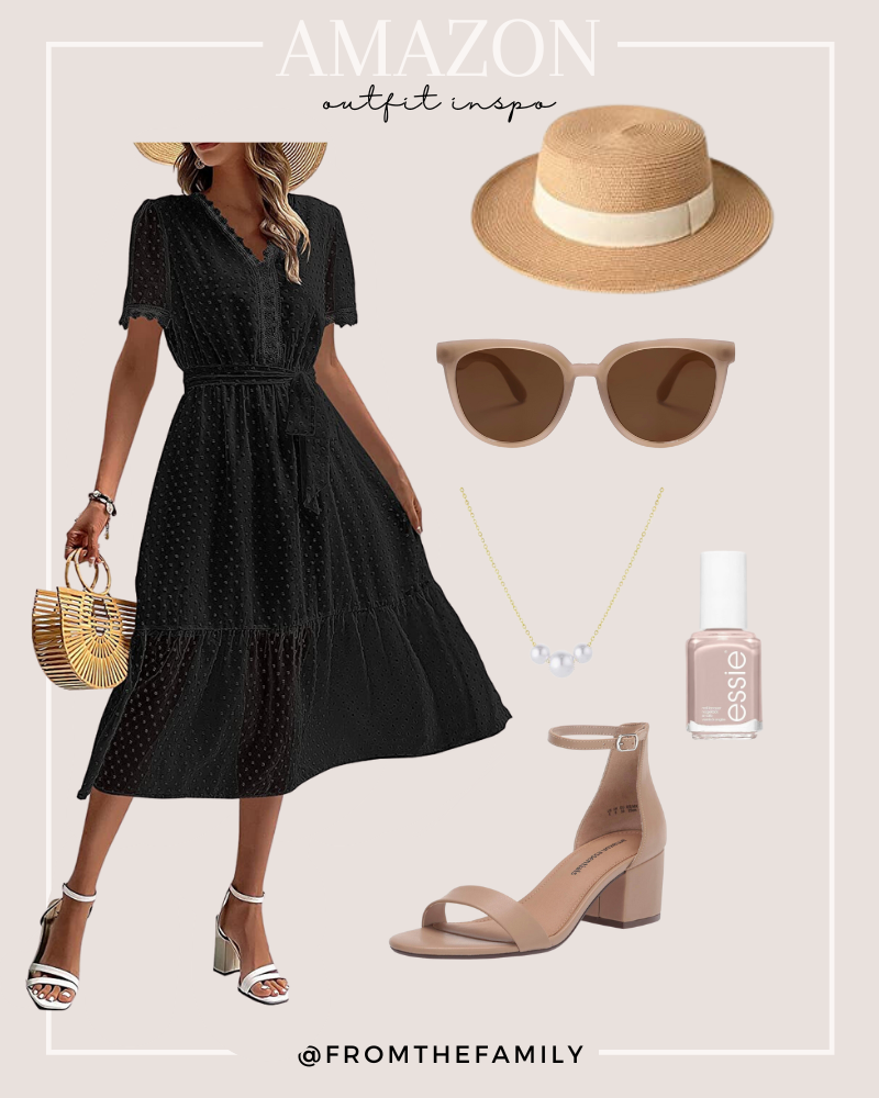 Amazon Outfit Black Swiss Dot Summer Dress