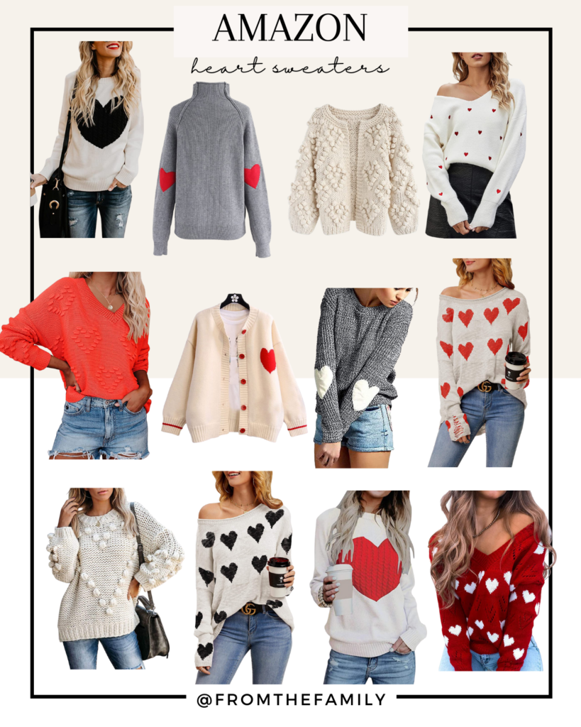12 heart sweaters for valentines day from Amazon 
