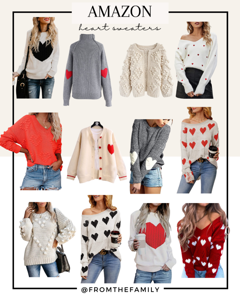 12 heart sweaters for valentines day from Amazon