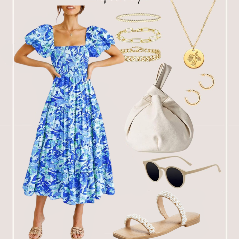 Amazon Dress Outfit // Floral Blues