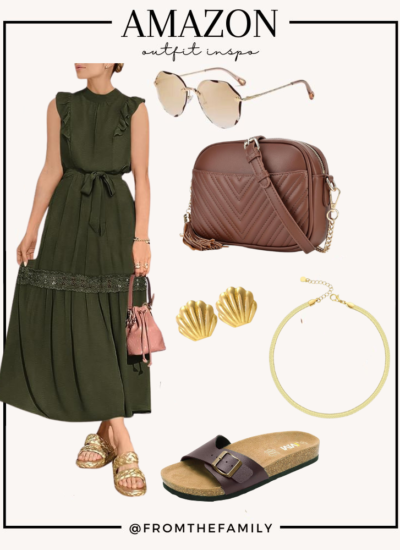 Flutter Tie Dress in Army Green from Amazon Fashion outfit