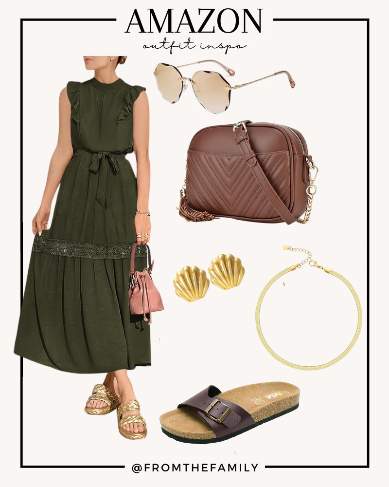 Flutter Tie Dress in Army Green from Amazon Fashion outfit 