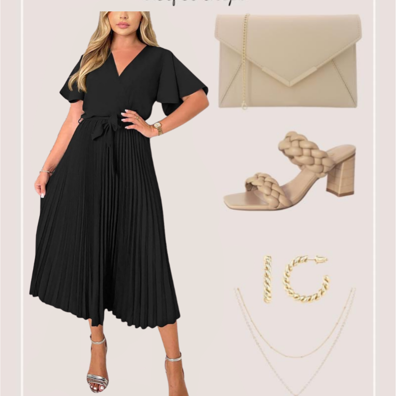 Amazon Outfit // Black Pleated Dress